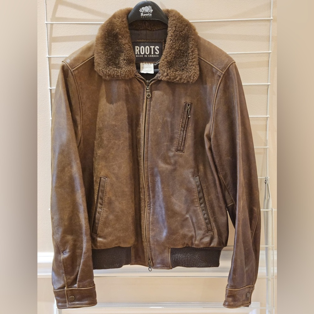 Roots Vintage Brown Leather Jacket - size 6